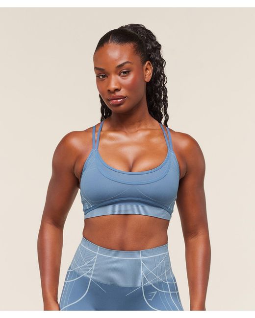 GYMSHARK Blue Apex Seamless Strappy Sports Bra