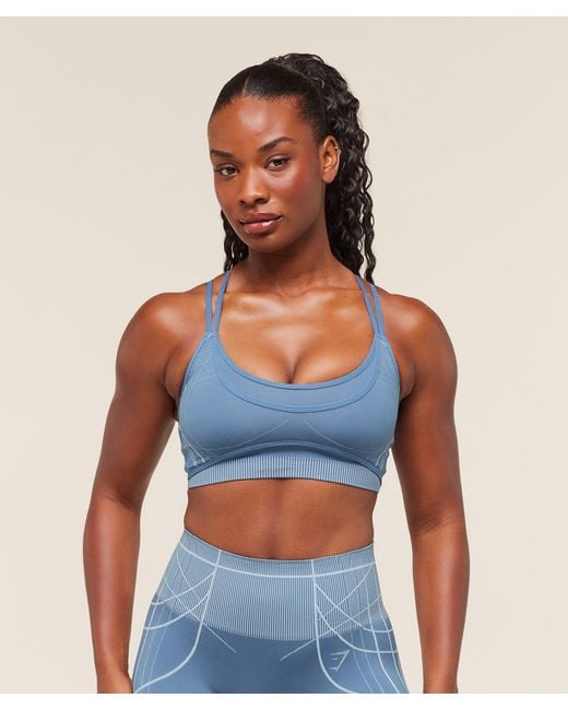 GYMSHARK Apex Seamless Strappy Sports Bra in Blue Lyst UK