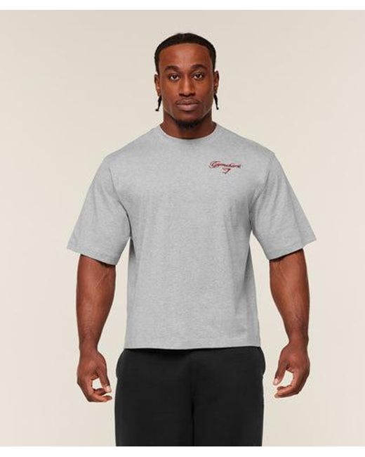 GYMSHARK Gray Eagle Script Graphic T-Shirt for men