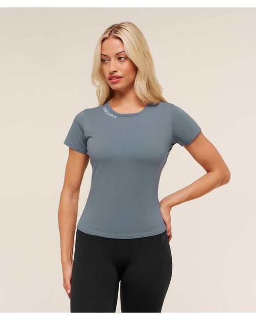 GYMSHARK Blue Wordmark Logo Crop Top