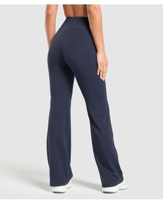 GYMSHARK Blue Crossover Flared Leggings