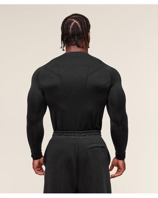GYMSHARK Onyx 5.0 Seamless Long Sleeve T-Shirt in Black for Men