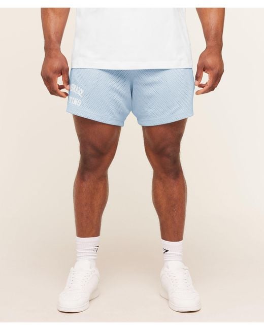 GYMSHARK Blue Lifting Mesh 5" Shorts for men
