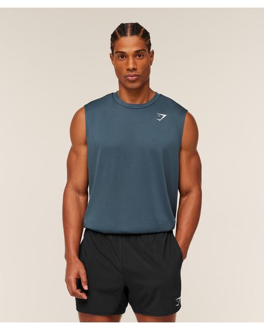 GYMSHARK Blue Arrival Oversized Tank for men