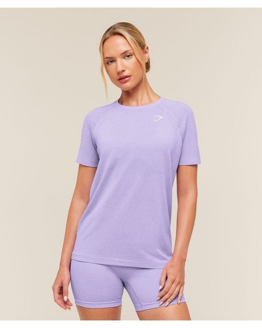 GYMSHARK Purple Vital Seamless 2.0 Light T-Shirt