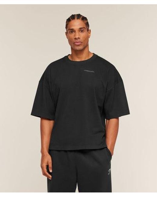 GYMSHARK Black Accent Boxy T-Shirt for men