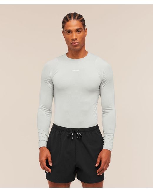 GYMSHARK White Train Long Sleeve T-Shirt for men