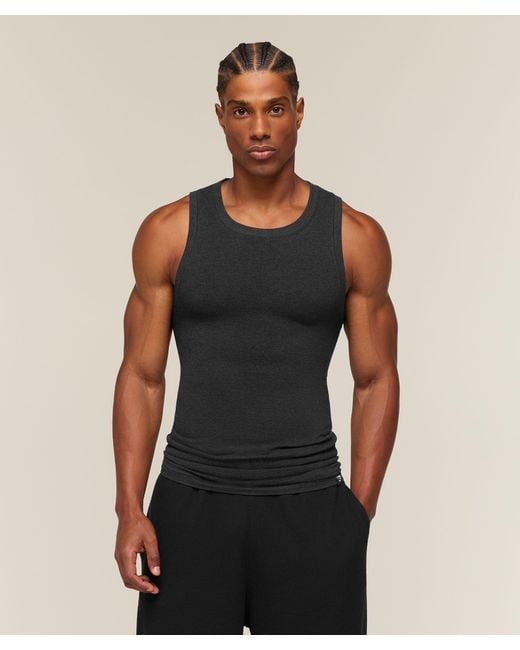 GYMSHARK Black Cotton Seamless Sleeveless Top for men