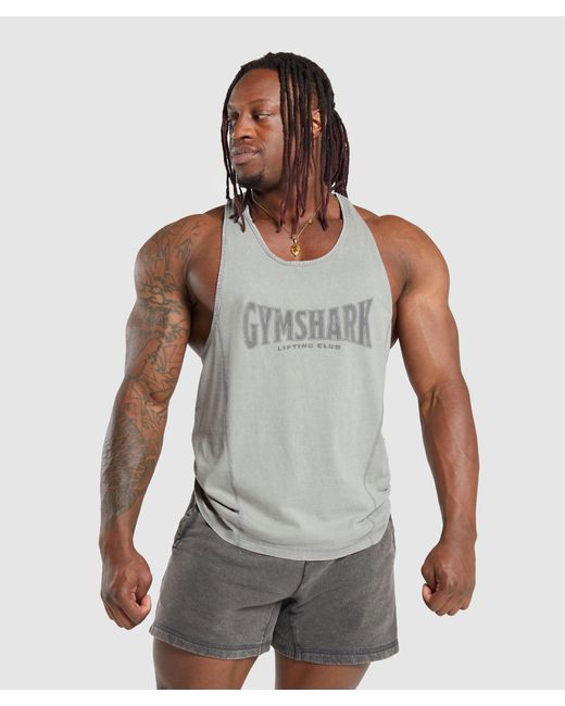GYMSHARK Gray Heritage Washed Stringer for men