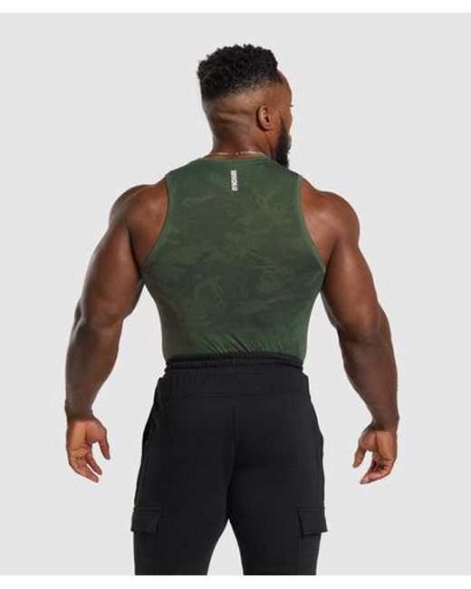GYMSHARK Green Geo Seamless Tank for men