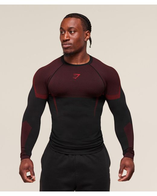 GYMSHARK Onyx 5.0 Seamless Long Sleeve T-Shirt in Red for Men | Lyst