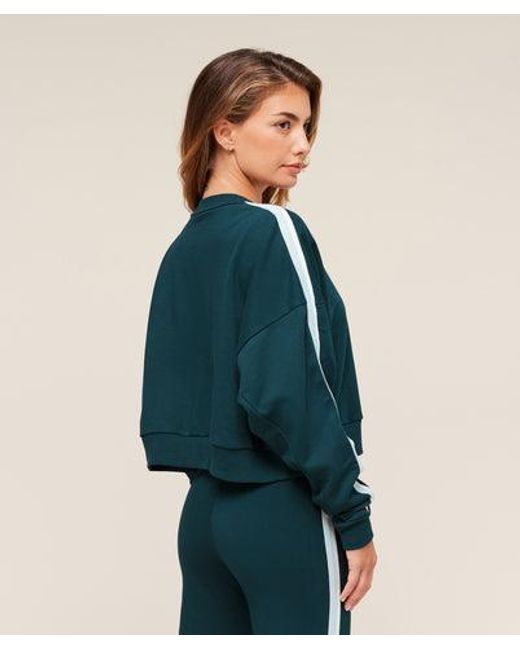 GYMSHARK Green Piping Midi Crew Neck