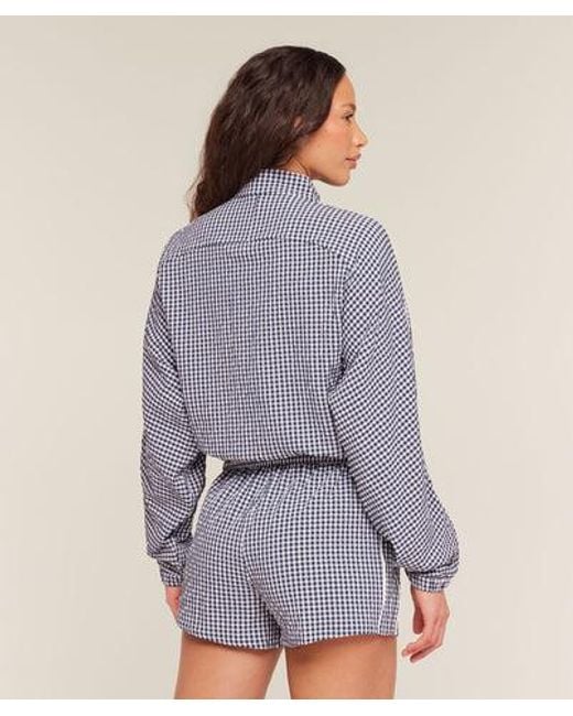 GYMSHARK Purple Gingham Track Jacket