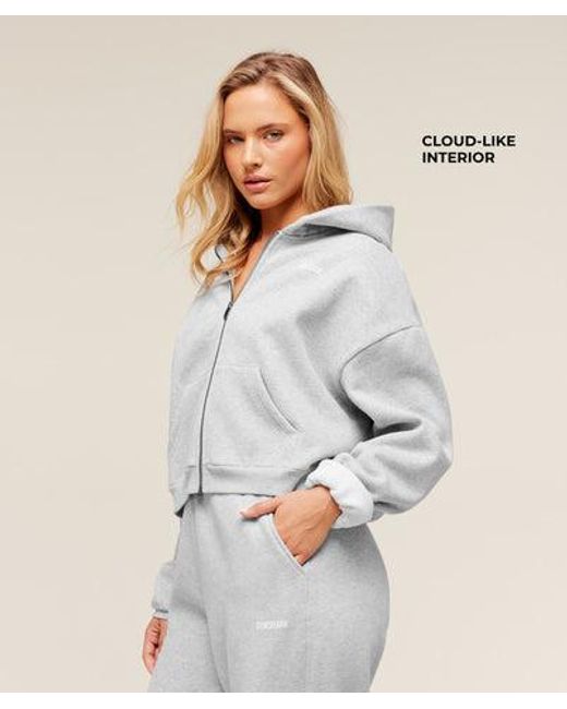 GYMSHARK Gray Cosy Luxe Zip Through Hoodie