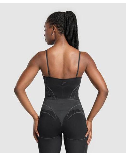 GYMSHARK Black Apex Seamless Midi Tank With Shelf