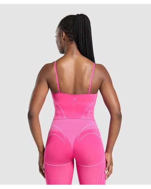 GYMSHARK Pink Apex Seamless Midi Tank With Shelf