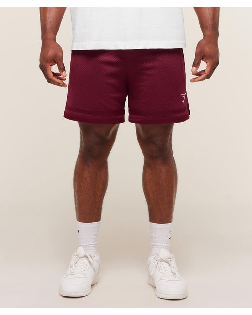 GYMSHARK Red Campus Mesh Shorts for men