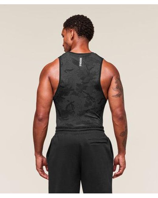 GYMSHARK Black Geo Seamless Tank for men