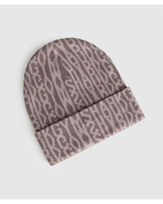 GYMSHARK Brown Reverse Jacquard Beanie