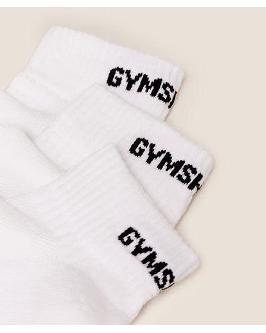 GYMSHARK Natural Jacquard Quarter Socks 3Pk