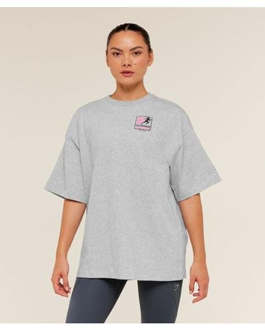 GYMSHARK Gray Run Club Graphic Short Sleeve T-Shirt