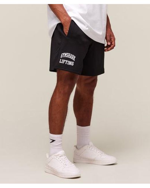 GYMSHARK Black Lifting Mesh 7" Shorts for men