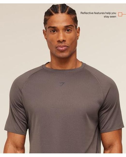 GYMSHARK Gray Hybrid Engineered Jacquard T-Shirt for men