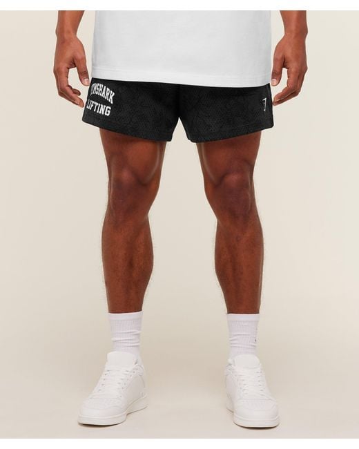 GYMSHARK Black Lifting Mesh 5" Shorts for men