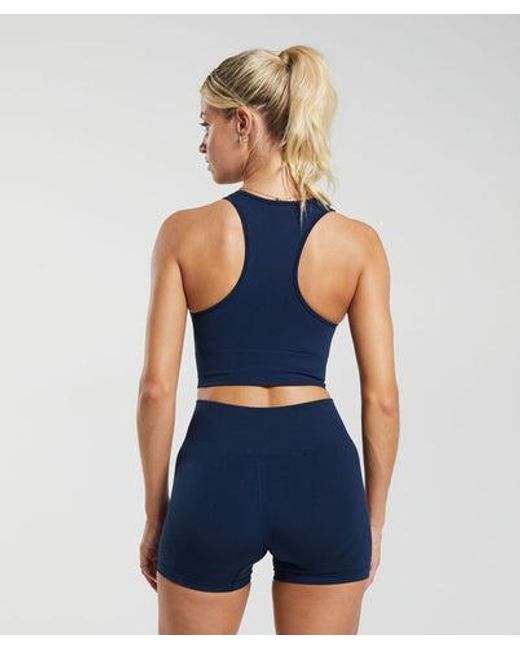 GYMSHARK Blue Everyday Seamless Crop Tank