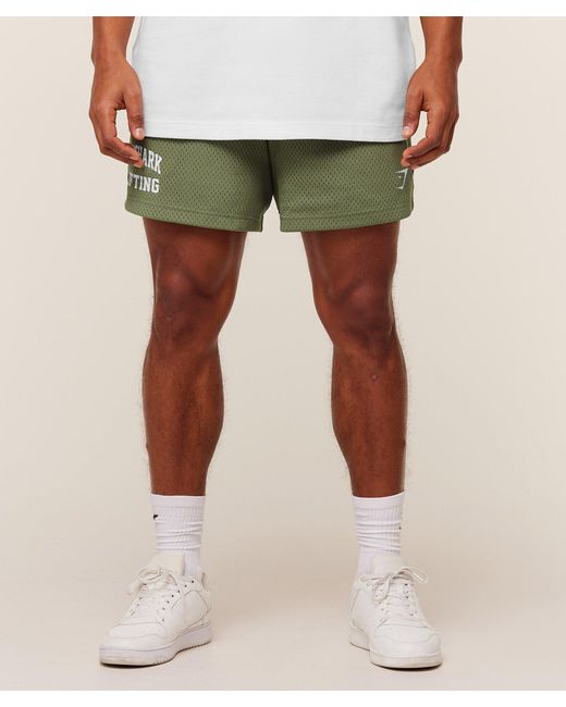 GYMSHARK Green Lifting Mesh 5" Shorts for men
