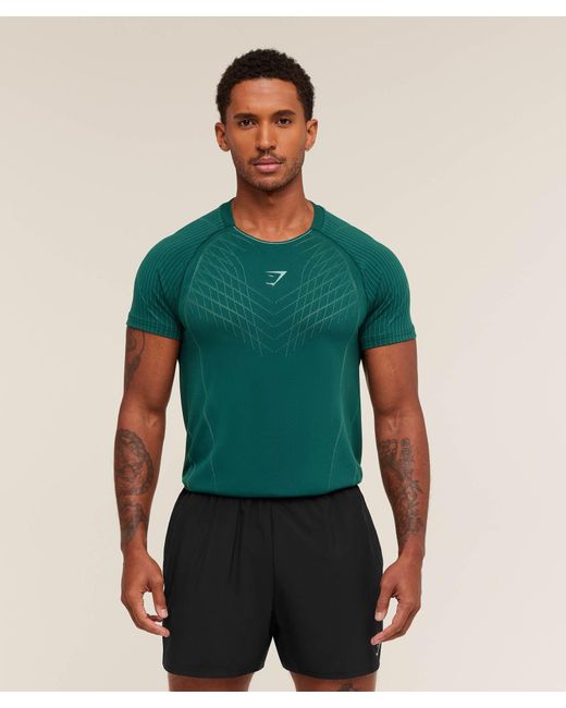 GYMSHARK Green Apex Seamless T-Shirt for men
