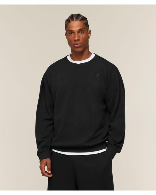 GYMSHARK Black Campus Crest Sweatshirt for men
