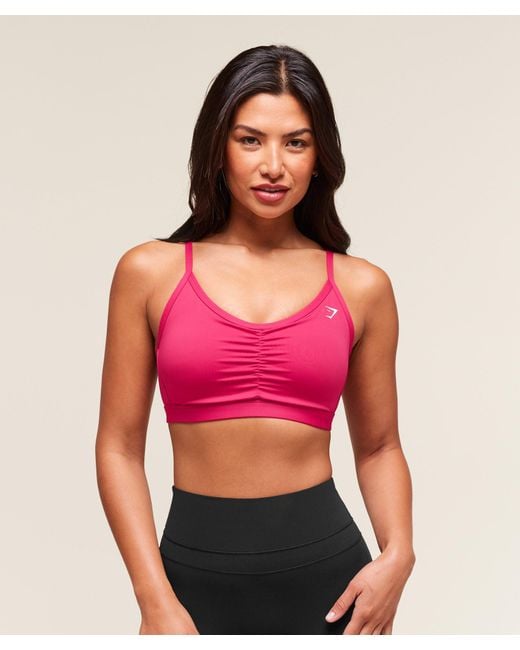 GYMSHARK Red Ruched Sports Bra