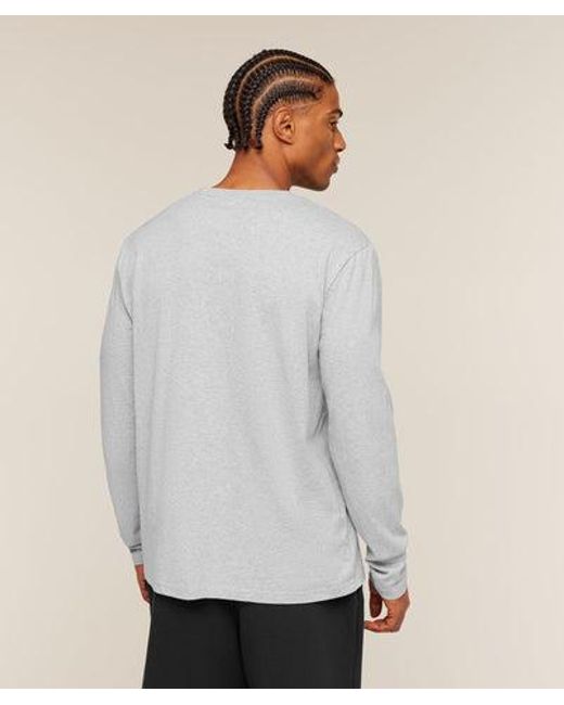 GYMSHARK Gray Crest Long Sleeve T-Shirt for men