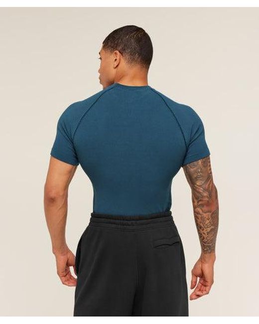 GYMSHARK Blue Physique T-Shirt for men