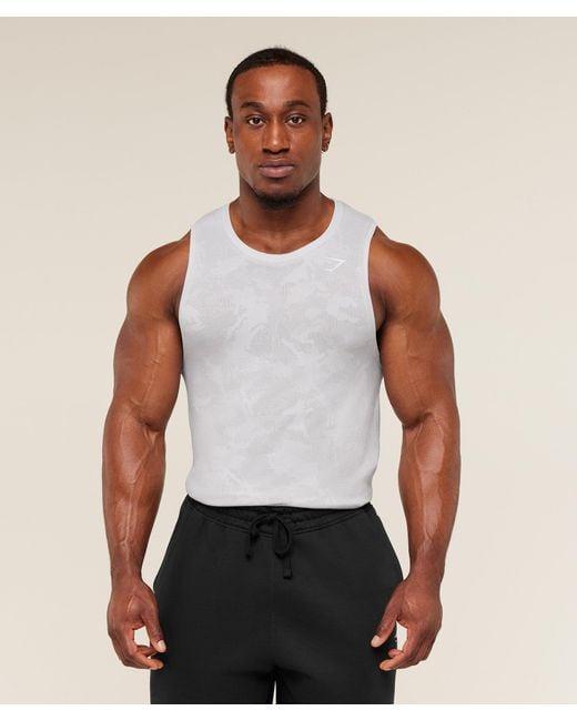 GYMSHARK White Geo Seamless Tank for men