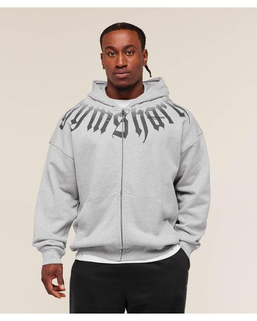GYMSHARK Gray Fade Graphic Zip Up Hoodie for men