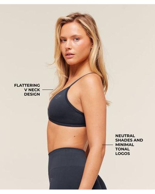 GYMSHARK Blue Soft Sculpt V-Neck Sports Bra