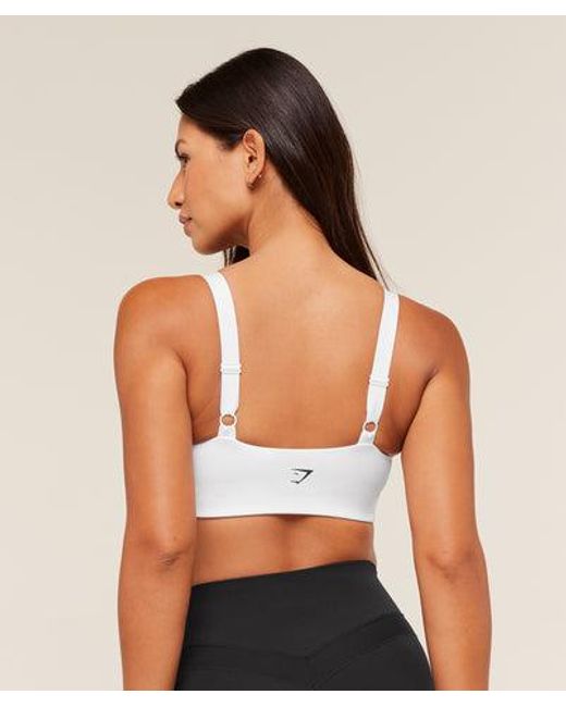 GYMSHARK White Pleated Medium Support Sports Bra