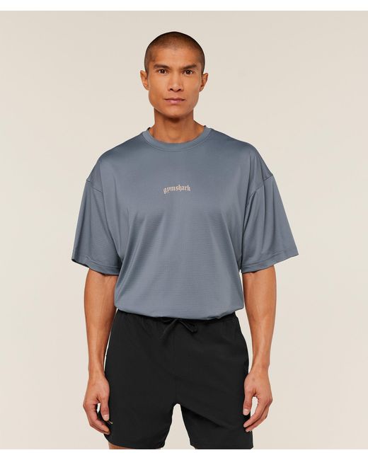 GYMSHARK Blue Tactical Oversized T-Shirt for men