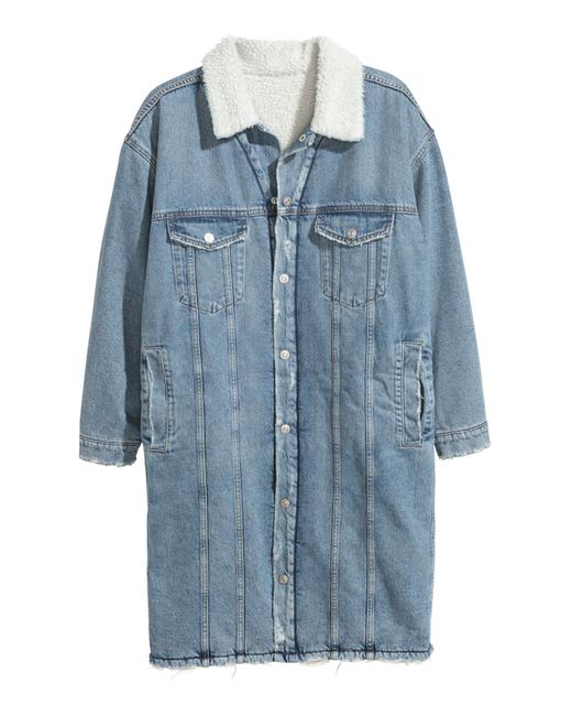 H\u0026M Knee-length Denim Jacket in Light 