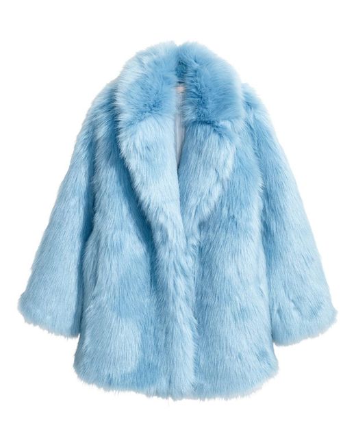 light blue faux fur coat