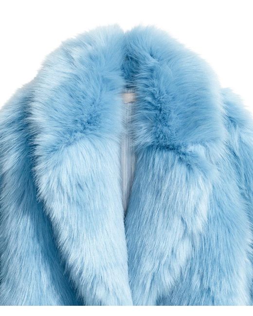 H&M Faux Fur Jacket in Blue | Lyst