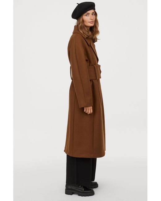 H&M Long Wool-blend Coat in Camel (Brown) | Lyst Australia