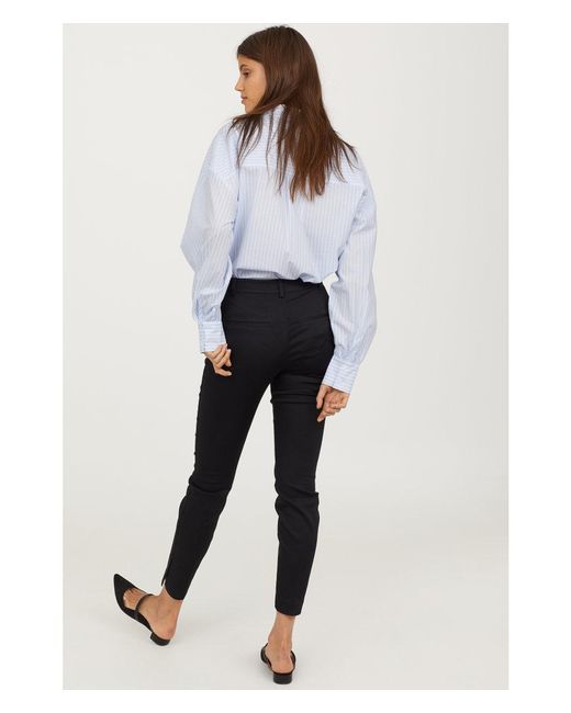 H\u0026M Cotton Cigarette Trousers in Black 
