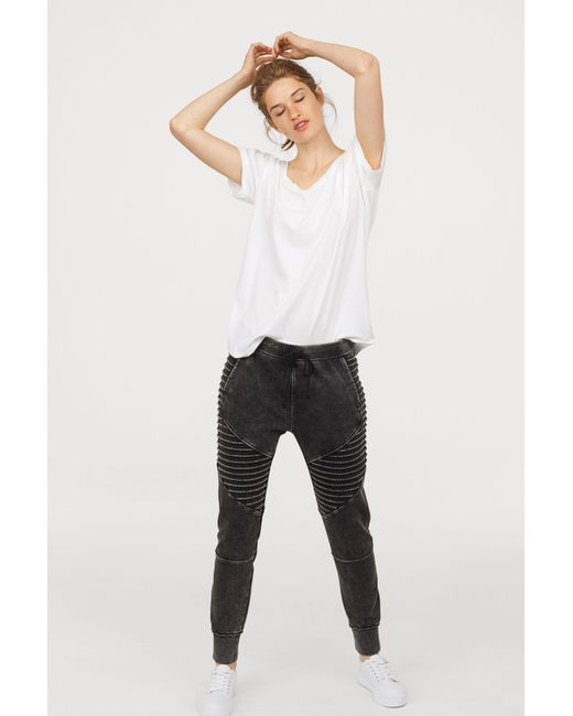 H\u0026M Cotton Biker joggers in Dark Grey 