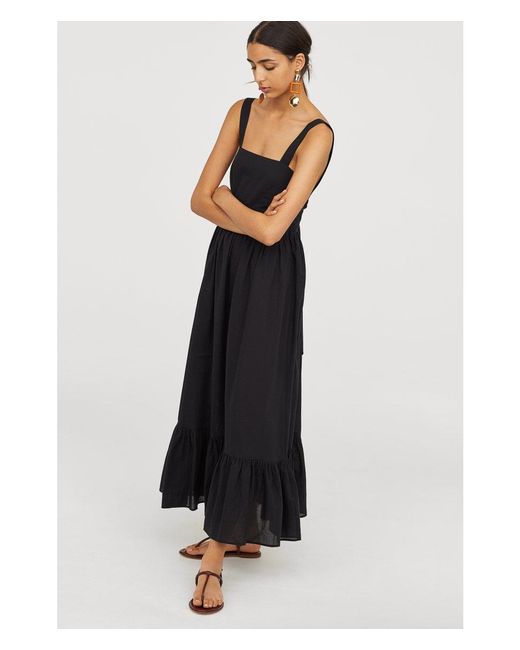 H\u0026M Cotton Maxi Dress in Black | Lyst