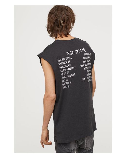 H&M T-shirt With Cut-off Sleeves in Black for Men | Lyst