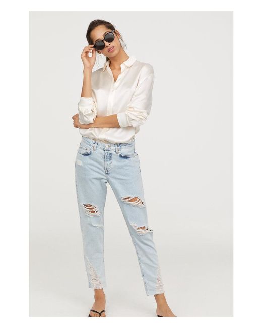 H\u0026M Denim Boyfriend Low Ripped Jeans in 