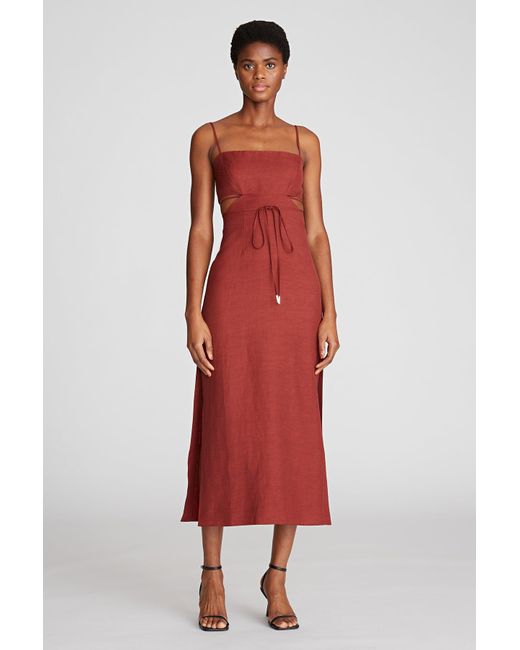 Halston Synthetic Eli Dress In Viscose Linen in Red Lyst UK